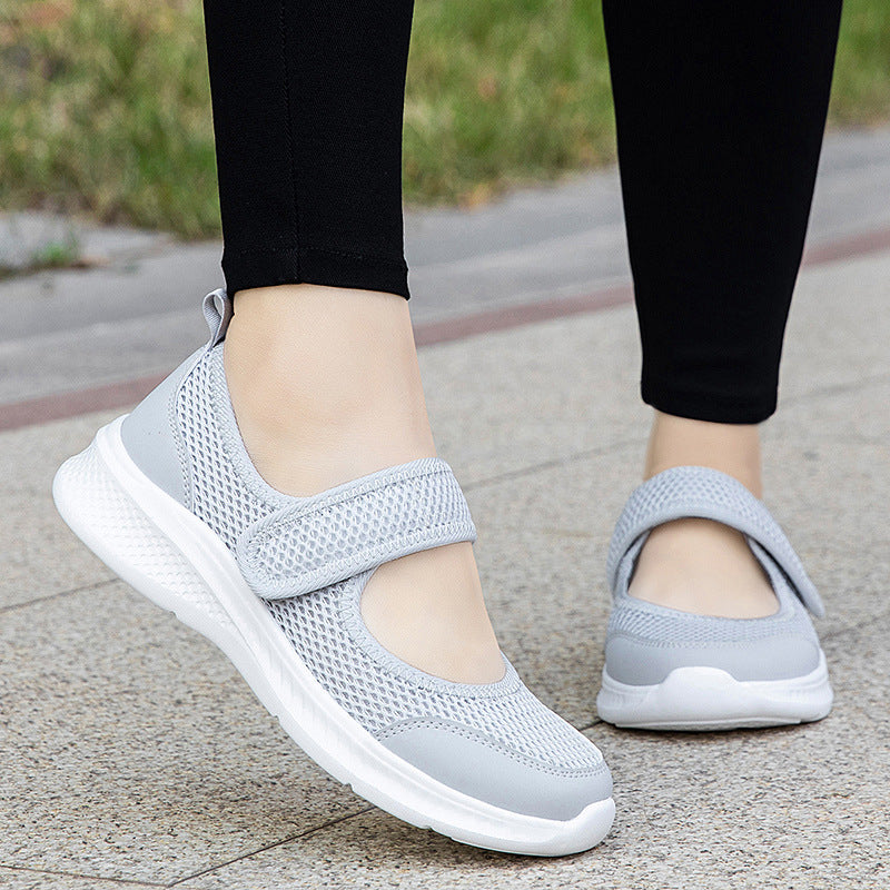 Damen nan Klett-Riemen-Sneaker im Ballerina-Stil mit atmungsaktivem Meshoberteil und flexibler Leichtsohle Echo Archiv