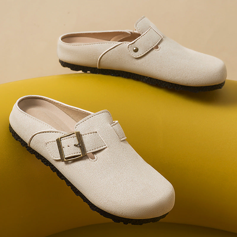 Damen nan gemütliche Nubuk-Slipper Clog mit verstellbarer Messingschnalle und ergonomischem Memory-Fußbett Echo Archiv