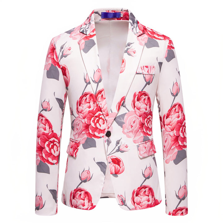Herren Slim-Fit Sakko mit ganzflächigem Blumenprint und schmalem Revers Echo Archiv