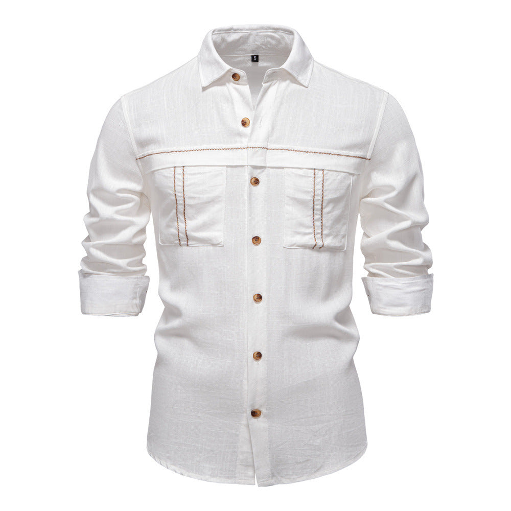 Herren nan Workshirt aus Denimoptik mit doppelten Brusttaschen und Kontrastnähten Echo Archiv