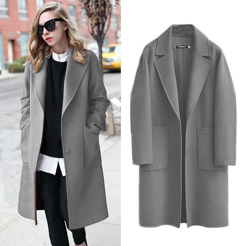 Damen nan Oversize Wollmantel mit Reverskragen und aufgesetzten Taschen Echo Archiv