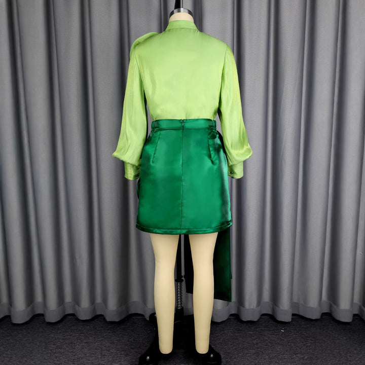 Damen Satinrock mit floralem Rüschen-Design und taillierter Schleife Echo Archiv