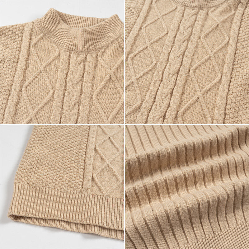 Herren Strickpullover mit strukturiertem Design und hohem Kragen Echoarchiv