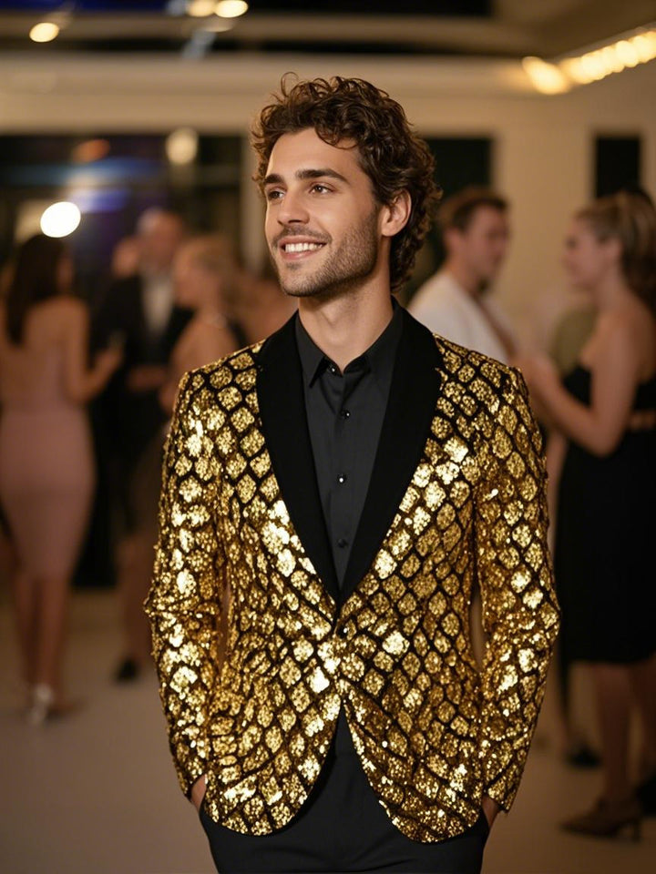 Herren Glamouröser Paillettenblazer Echoarchiv