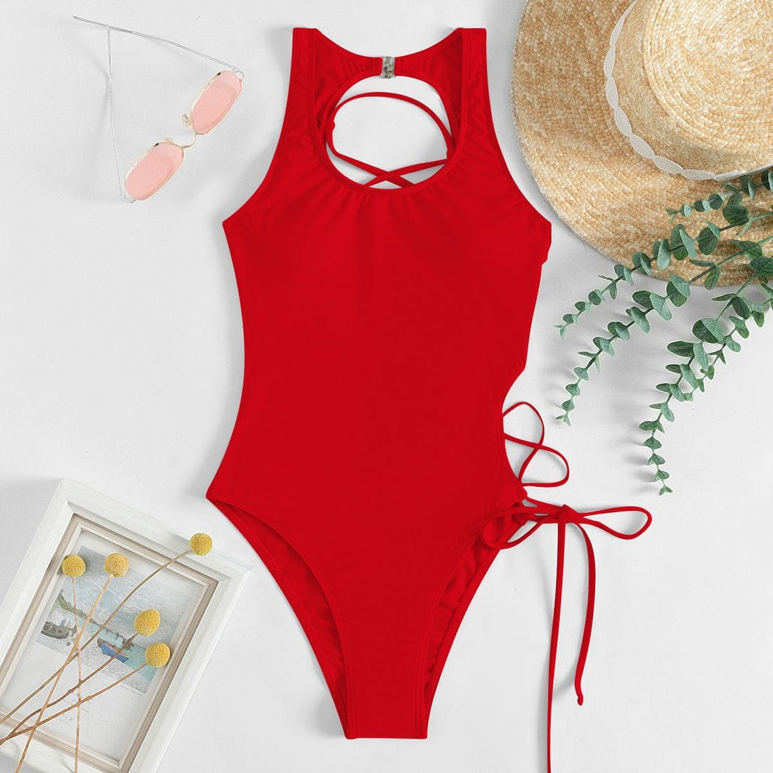 Damen Hochgeschnittener Badeanzug mit raffiniertem Schnürdesign – Maréssa