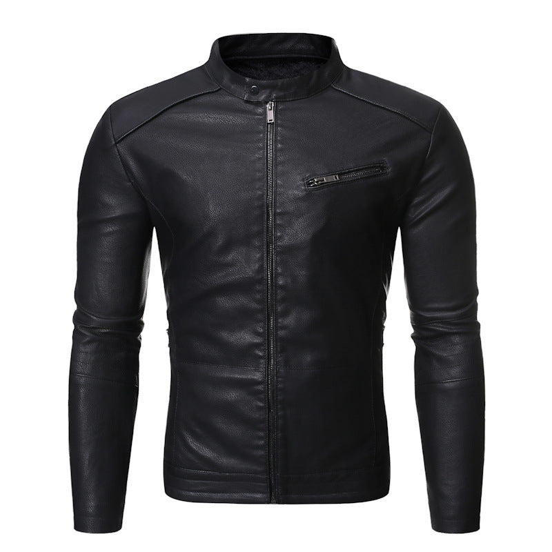 Herren modische Bikerjacke aus hochwertigem Leder mit asymmetrischem Reißverschluss und praktischen Taschen Echoarchiv