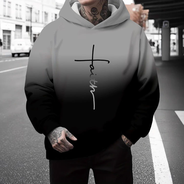 Herren Kapuzenpullover mit subtiler Farbverlauf-Optik und inspirierendem Schriftzug Echoarchiv