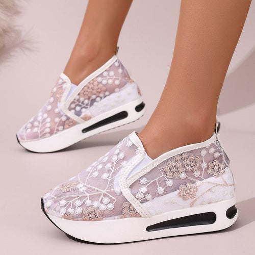 Damen Elegante und luftige Sneakers mit floraler Bestickung Echo Archiv