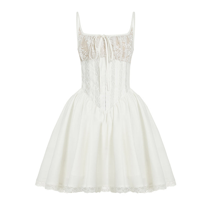 Damen elegantes Spitzenkleid mit niedlichen Rüschendetails Echo Archiv
