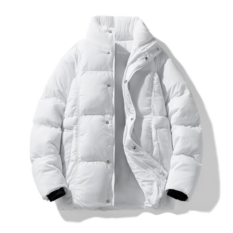 Männer gesteppte thermisch isolierte Winterjacke mit hohem Stehkragen und verdeckter Druckknopfleiste – Marzano