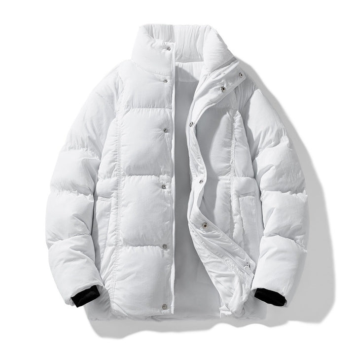 Männer gesteppte thermisch isolierte Winterjacke mit hohem Stehkragen und verdeckter Druckknopfleiste – Marzano