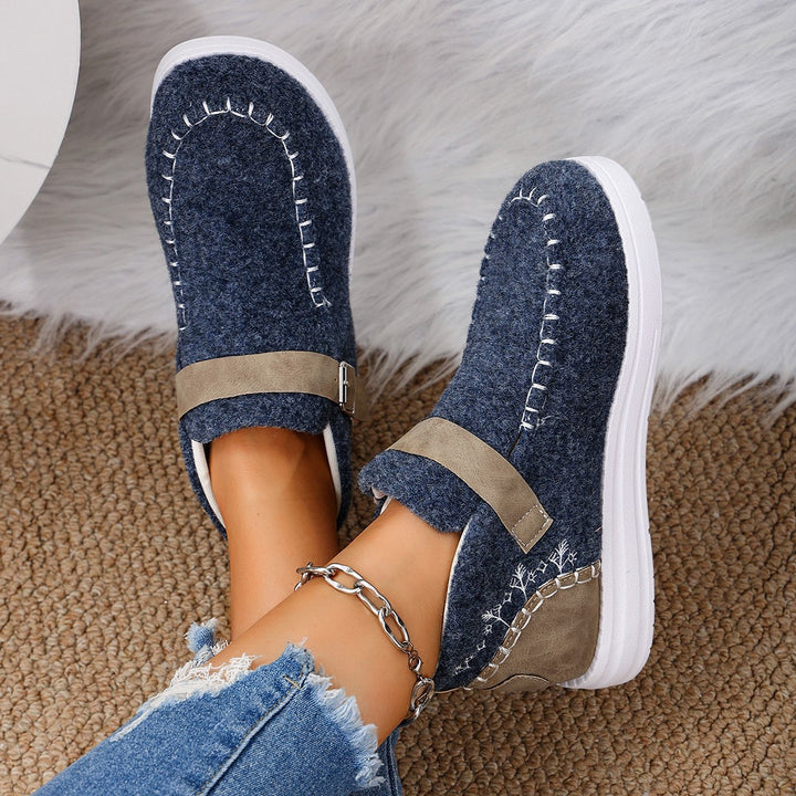 Damen Gefilzte Mokassin‑Sneaker mit Ziernaht, verstellbarem Riemen und dämpfender Plateausohle Echo Archiv