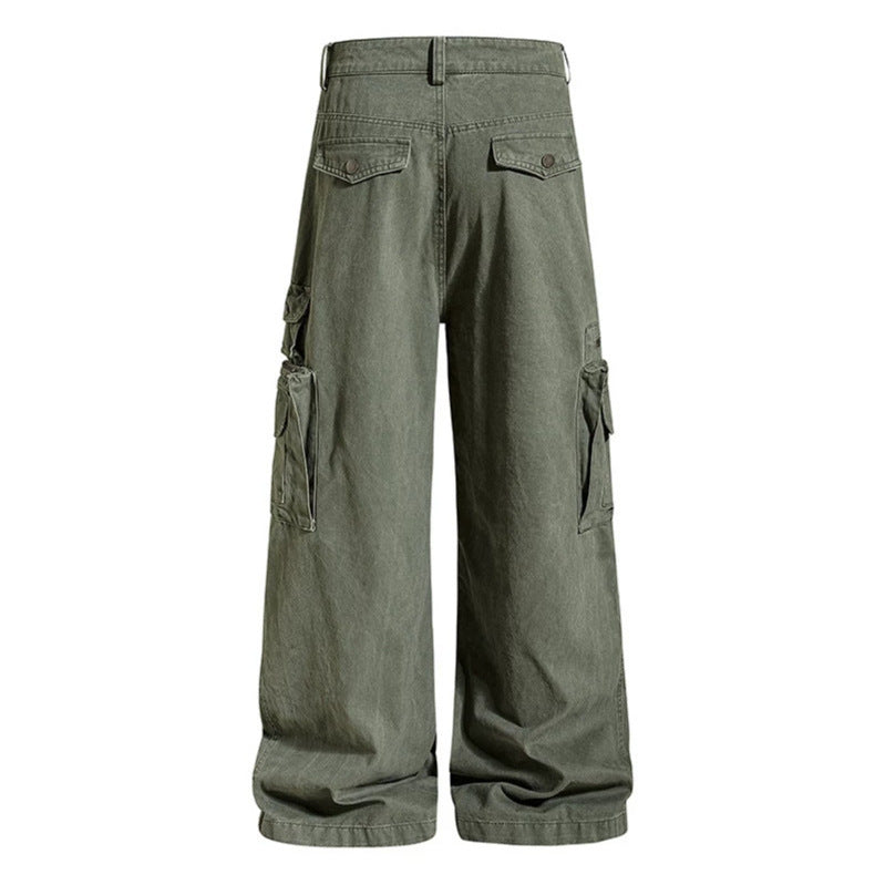 Damen weite High‑Waist Cargo‑Culottehose mit großen Klappentaschen und verstellbarem Saum Echoarchiv