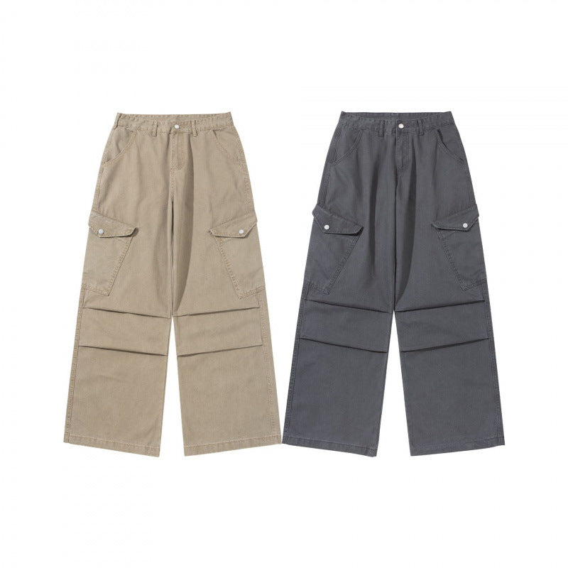 Damen Breite Utility-Cargo-Hose aus robustem Canvas mit hoher Taille und Kniefalten Echo Archiv