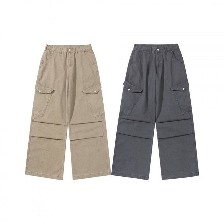 Damen Breite Utility-Cargo-Hose aus robustem Canvas mit hoher Taille und Kniefalten Echo Archiv