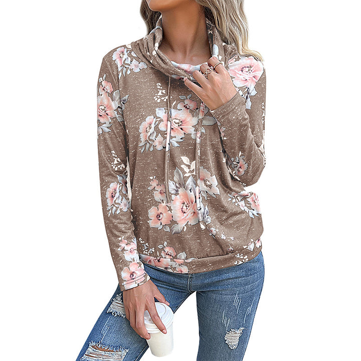Damen Schlauchkragen-Sweatshirt mit floralem Alloverprint und Kordelzug Echoarchiv