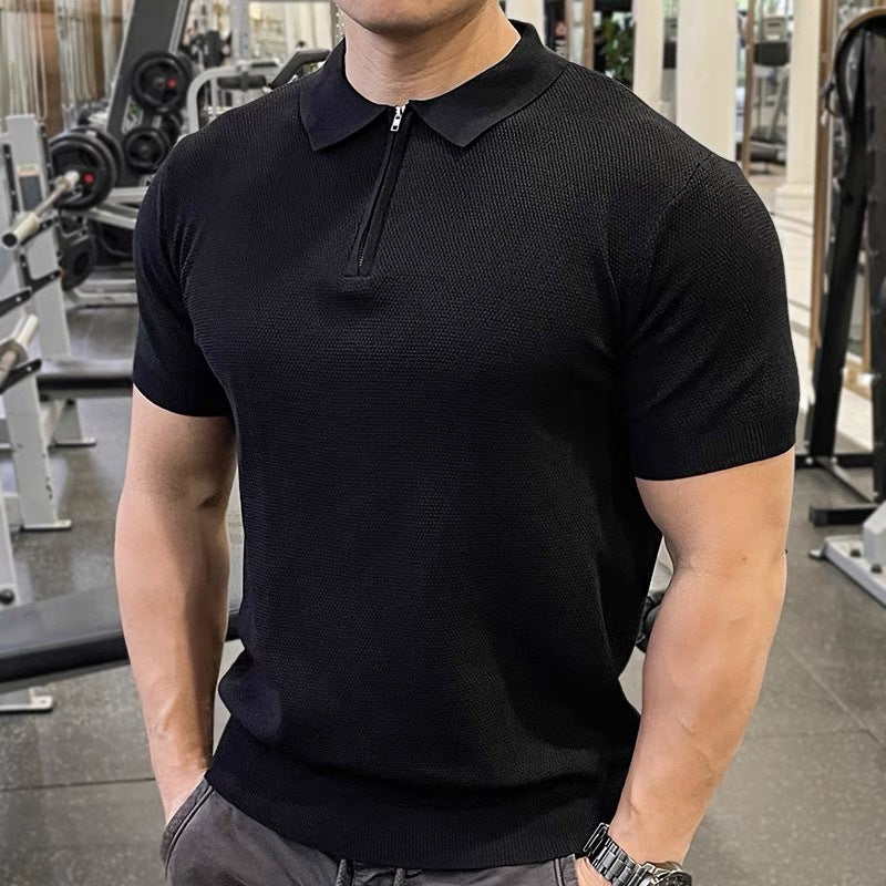 Herren Strukturierte Kurzarm Poloshirt Echoarchiv
