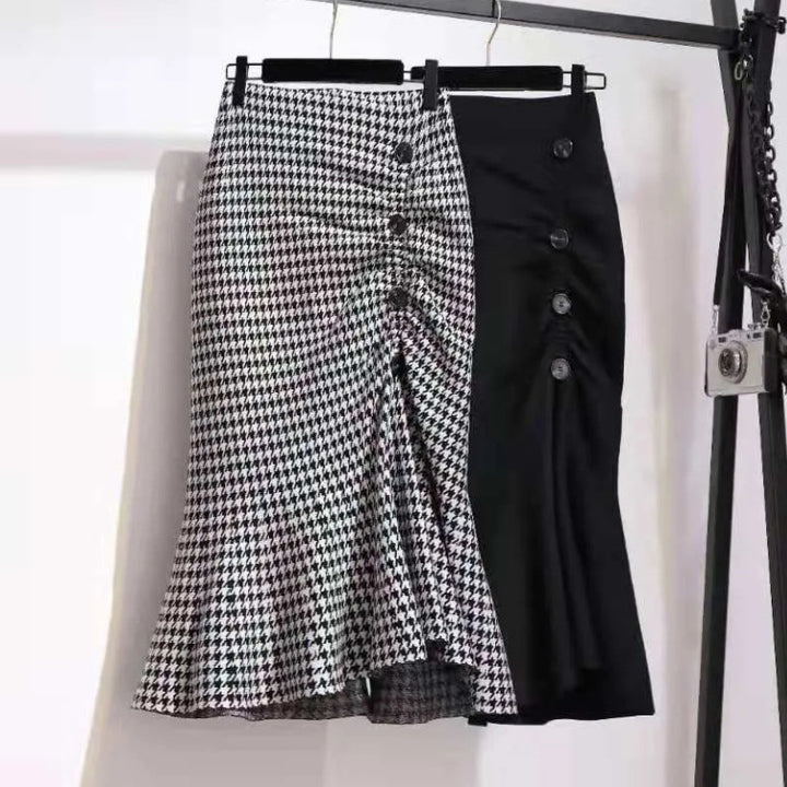 Damen Eleganter, figurbetonter Midi-Rock mit Knopfdetails Echo Archiv