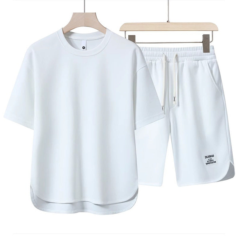 Unisex lässiges Set aus T-Shirt und Shorts mit seitlichen Taschen und elastischem Bund Echoarchiv