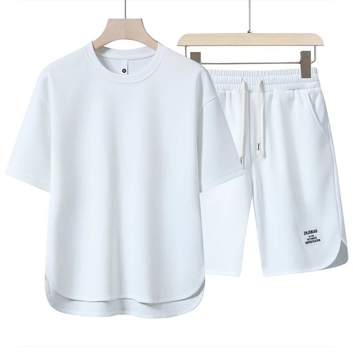 Unisex lässiges Set aus T-Shirt und Shorts mit seitlichen Taschen und elastischem Bund Echoarchiv