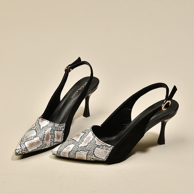 Damen nan spitze Pumps mit Fersenriemen, Reptilprägung und schmalem Stilettoabsatz Echo Archiv