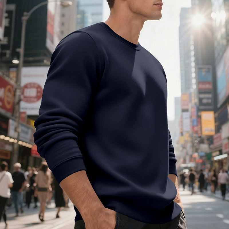 Herren lässiger Rundhals-Sweatshirt aus hochwertigem Baumwollmix mit strukturiertem Material Echoarchiv