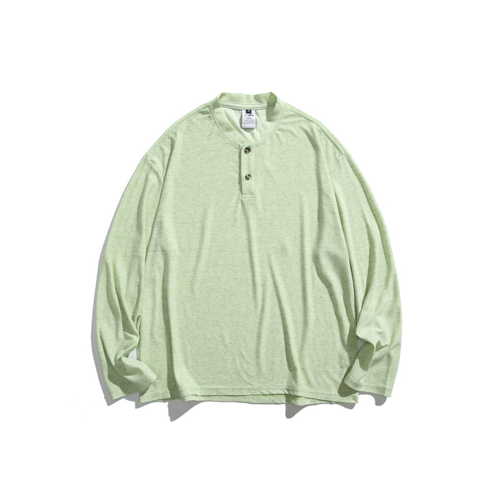 Unisex Langärmeliges Henleyshirt mit kurzer Knopfleiste und relaxed Fit Echoarchiv