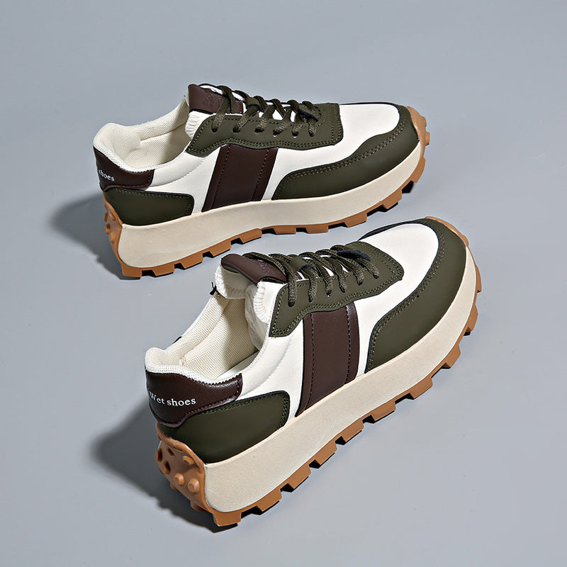 Damen Plateau-Casual-Sneaker mit profiliertem Gum-Profil und Velours-Overlays Echoarchiv