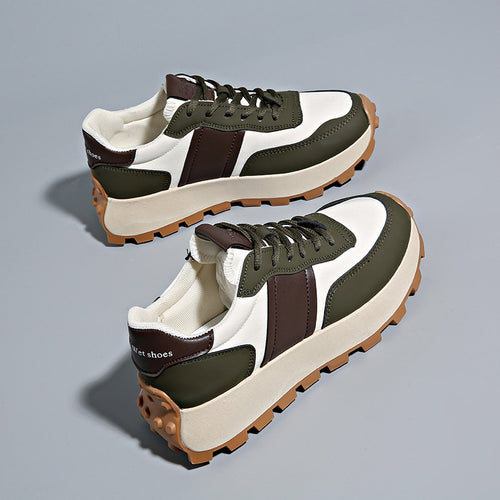 Damen Plateau-Casual-Sneaker mit profiliertem Gum-Profil und Velours-Overlays Echoarchiv