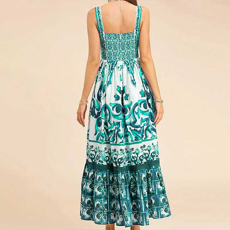 Damen Maxikleid mit elegantem A-Linien-Schnitt und floralen Musterdetails Echo Archiv