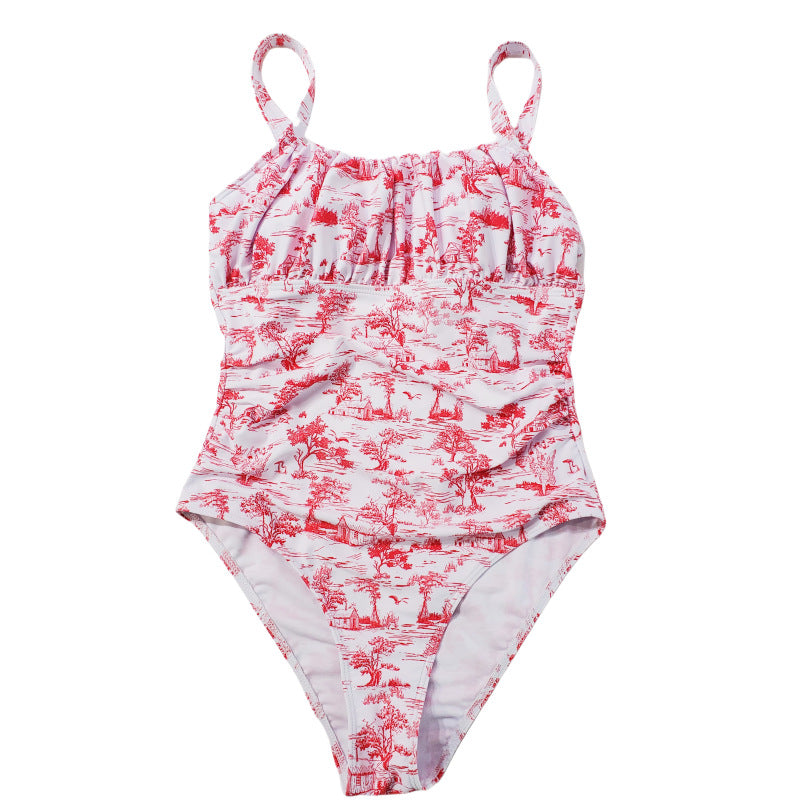 Damen einteiliger Badeanzug mit floralem Muster Echo Archiv