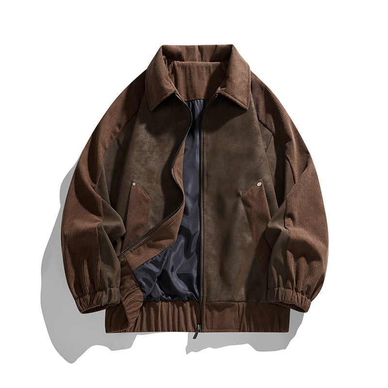 Herren Kunstvelours‑Bomberjacke im Oversize‑Boxy‑Cut mit Zwei‑Wege‑Reißverschluss & elastischem Saum Echoarchiv