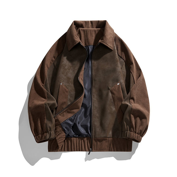Herren Kunstvelours‑Bomberjacke im Oversize‑Boxy‑Cut mit Zwei‑Wege‑Reißverschluss & elastischem Saum Echoarchiv