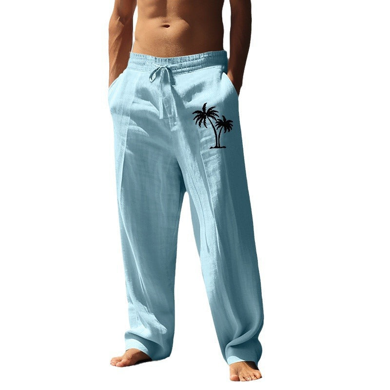 Herren Bequeme Strandhose mit seitlichem Palmendruck Echoarchiv