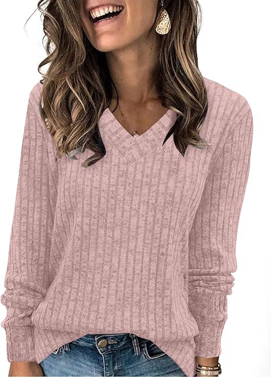 Damen Gerippter V‑Ausschnitt Feinstrickpullover mit lässiger Oversize-Passform Echo Archiv