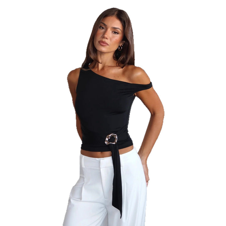 Damen asymmetrisches Oberteil mit Statement-Bund Echo Archiv