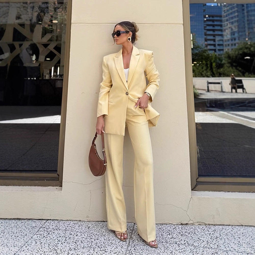 Damen Eleganter Oversize-Blazer mit hoher Taille und weiter Schlaghose Echoarchiv