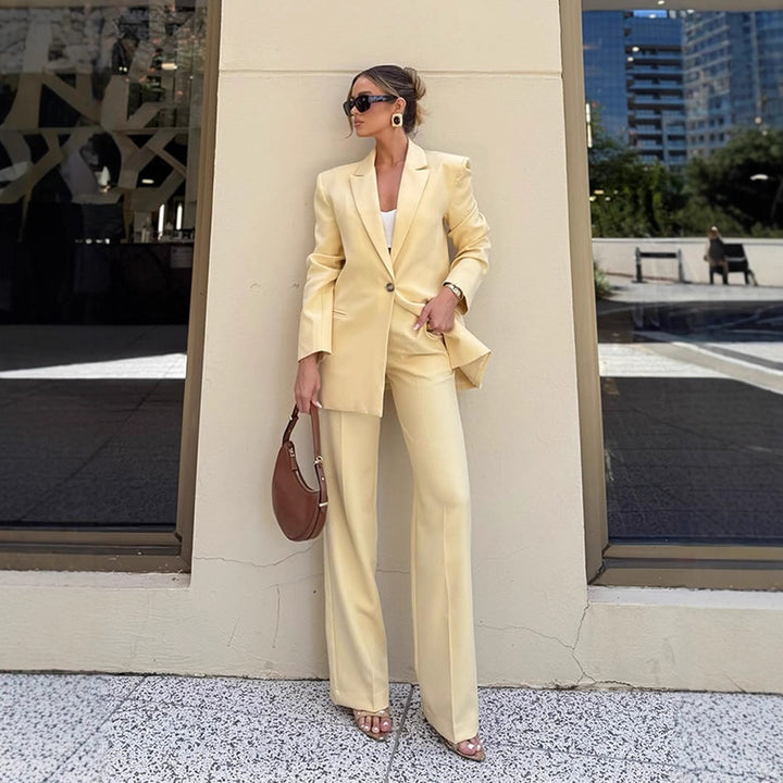 Damen Eleganter Oversize-Blazer mit hoher Taille und weiter Schlaghose Echoarchiv
