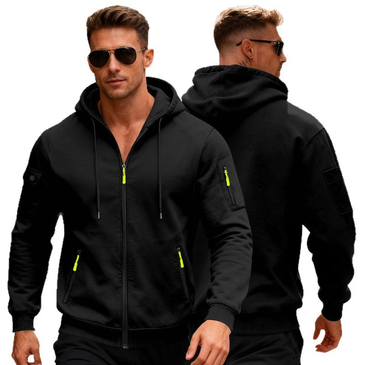 Herren sportliche Kapuzenjacke mit Reißverschlusstaschen und modernem Schnitt Echoarchiv