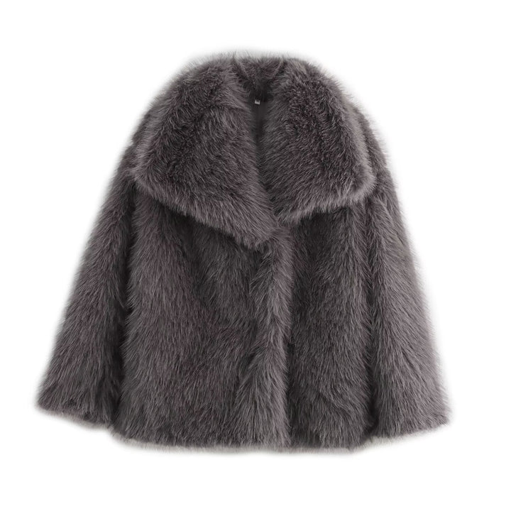 Damen Kurz geschnittener Faux-Fur-Mantel mit voluminösem Schalkragen und geradem Schnitt Echo Archiv