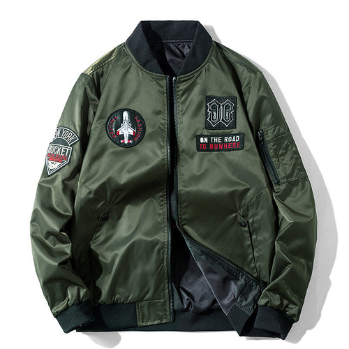 Herren Bomberjacke im Aviator-Style mit Patchapplikationen, Nylon-Shell und Ärmeltasche Echoarchiv