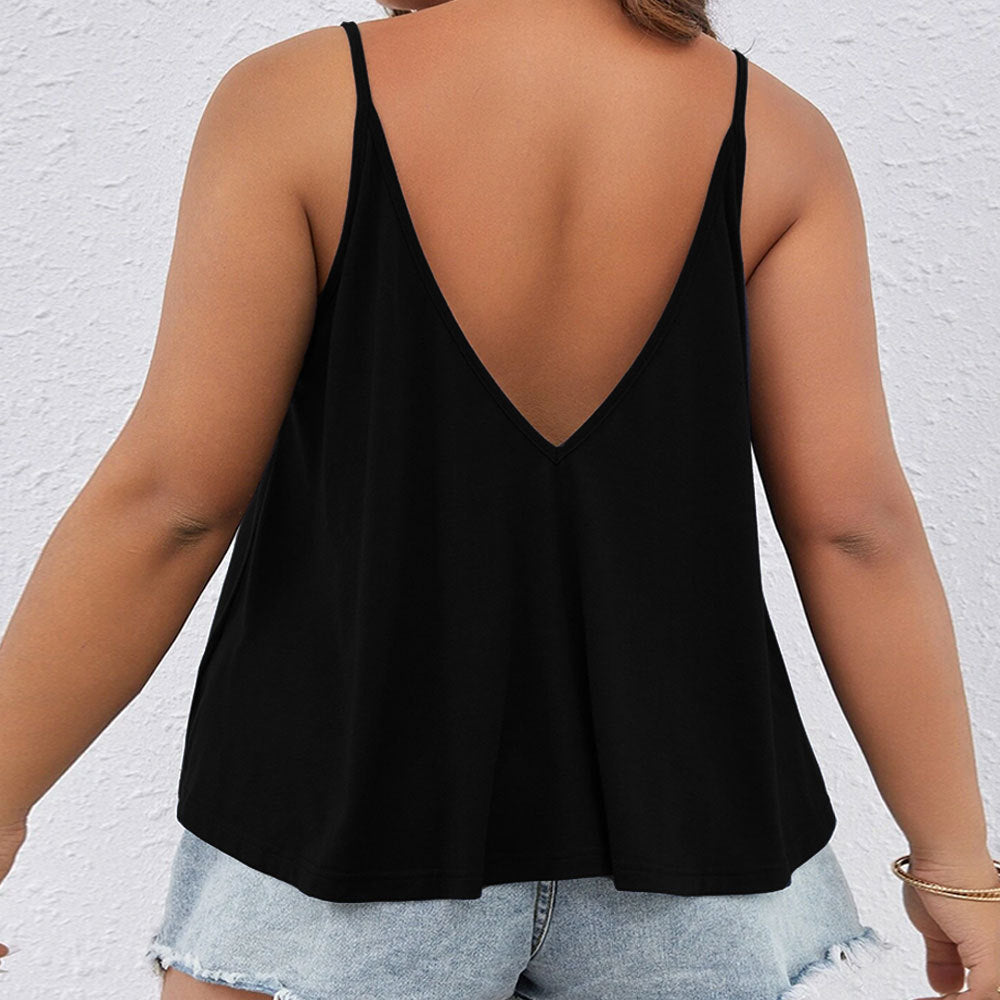 Damen V-Ausschnitt Tanktop mit Knopfdetails und schwingendem Saum Echo Archiv