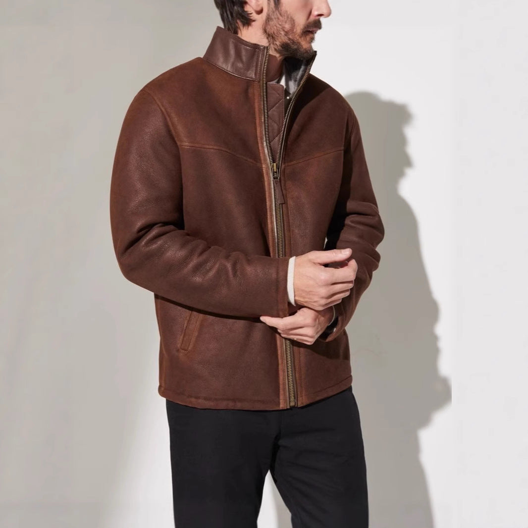 Herren hochwertige Lederjacke mit elegantem Steppdesign Echoarchiv