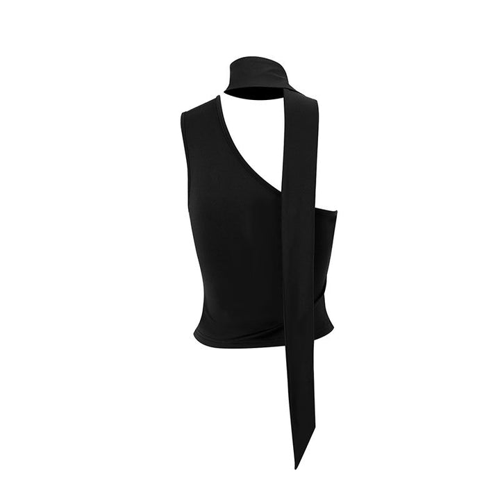 Damen Asymmetrisches Oberteil mit bindbarem Kragen und Raffung Echo Archiv