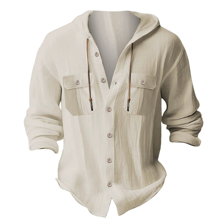 Herren lässiges Kapuzenshirt mit Brusttaschen und innovativem Stoff Echoarchiv