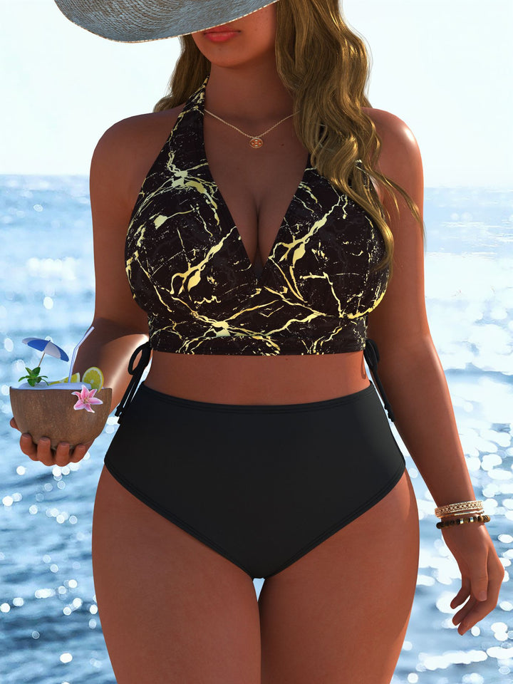 Damen Bikini-Set mit modernem Wickeloberteil und hoch tailliertem Höschen Echo Archiv