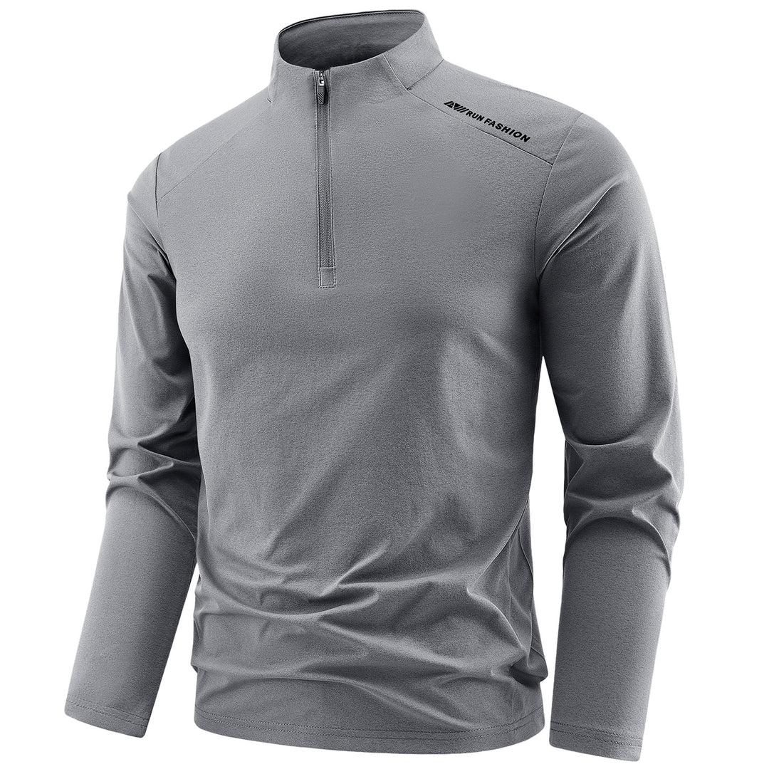 Herren Langarm-Performance-Halbzip-Trainingsshirt mit Stehkragen und atmungsaktivem Funktionsmaterial Echoarchiv