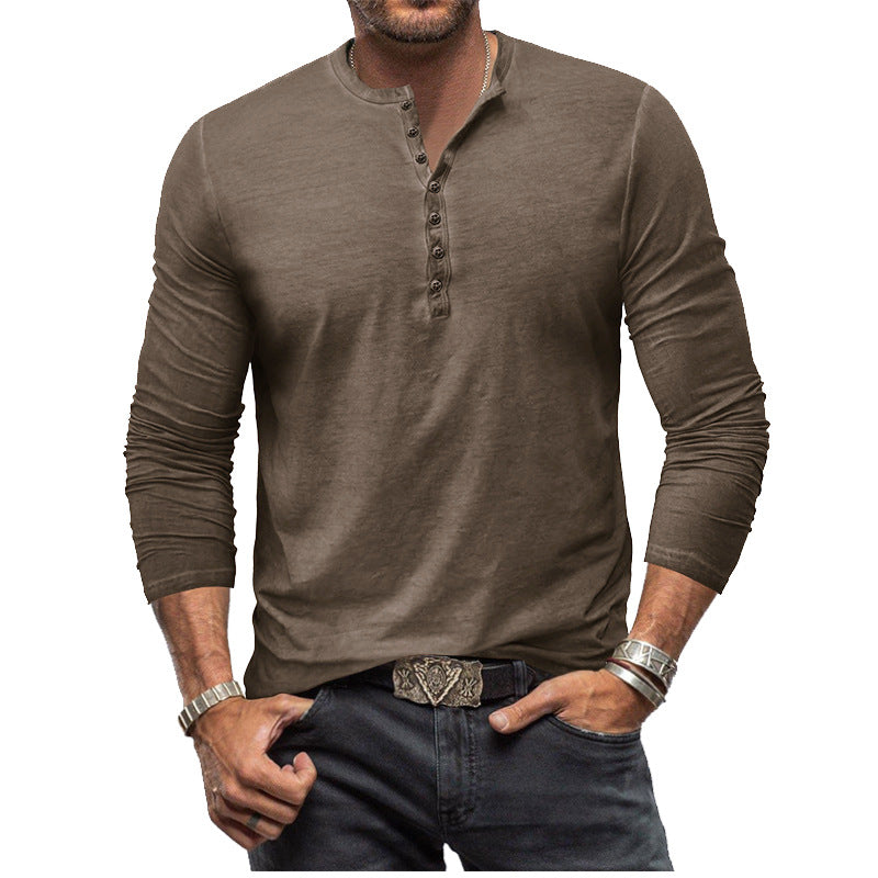 Herren Langarm-Hemd im Henley-Stil Echoarchiv