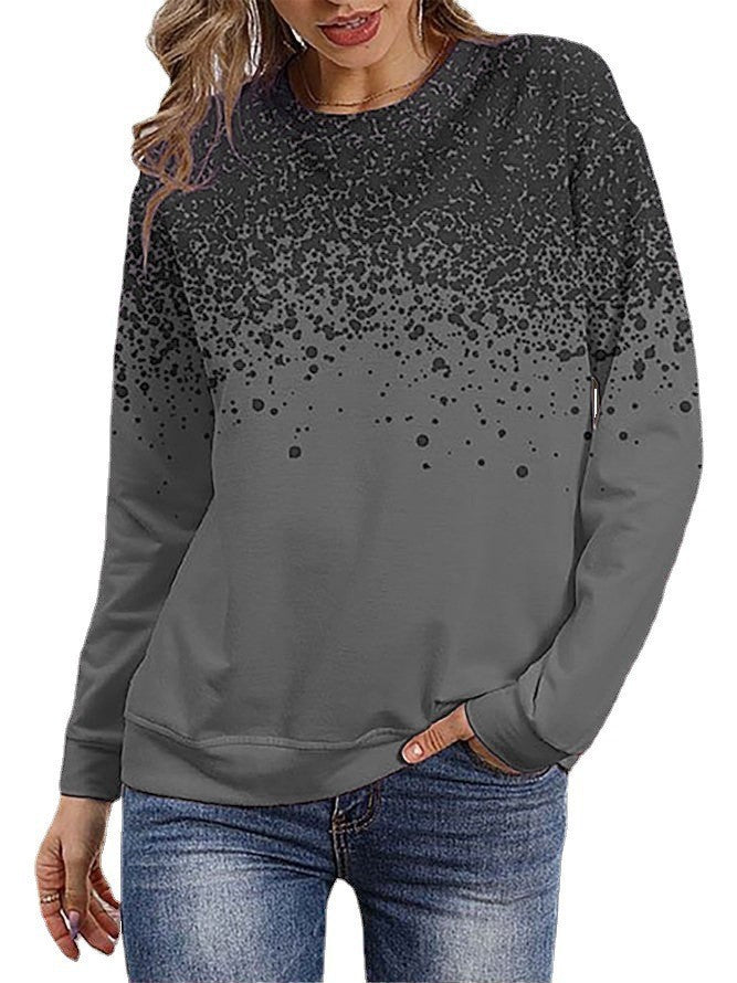 Damen Sweatshirt mit Farbverlauf-Punktdruck und Rundhalsausschnitt Echoarchiv