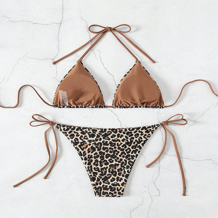 Damen Triangel-Bikini-Set mit modischem Animal-Print und verstellbaren Bindebändern Echo Archiv